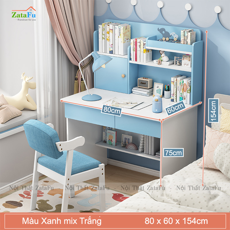 Bàn Học Gỗ Công Nghiệp Kết Hợp Kệ Sách Xinh Xắn Cho Bé BLV- 93
