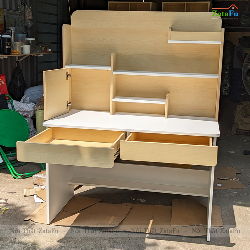 Bàn Học Gỗ Công Nghiệp Kết Hợp Kệ Sách Xinh Xắn Cho Bé BLV- 93