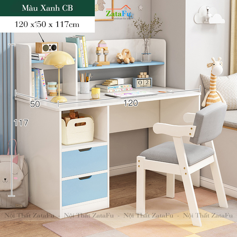 Bàn Học Cho Bé Có Kệ Sách Gỗ MDF Dày 17mm BLV-34