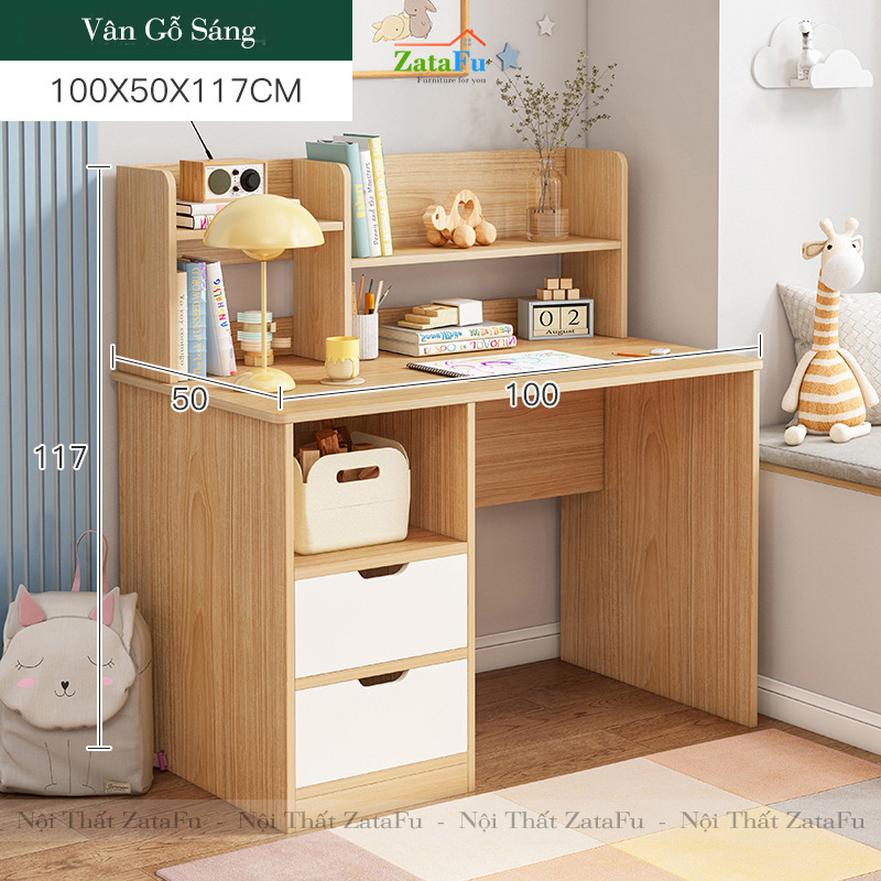 Bàn Học Cho Bé Có Kệ Sách Gỗ MDF Dày 17mm BLV-34