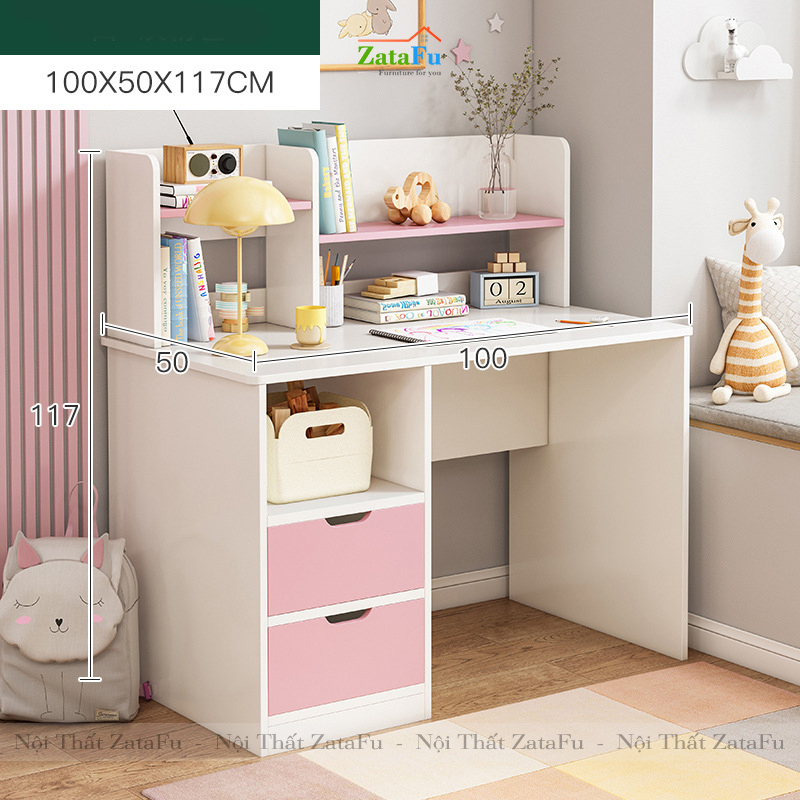 Bàn Học Cho Bé Có Kệ Sách Gỗ MDF Dày 17mm BLV-34