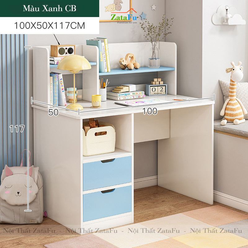 Bàn Học Cho Bé Có Kệ Sách Gỗ MDF Dày 17mm BLV-34