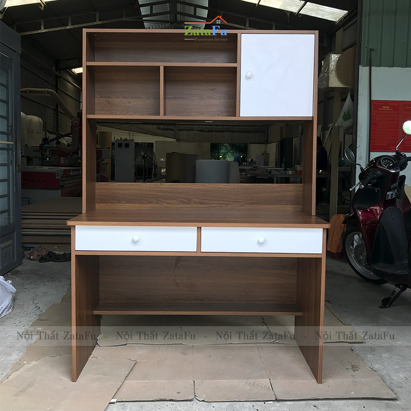 Bàn làm việc vi tính lắp ráp có kệ sách BLV-23