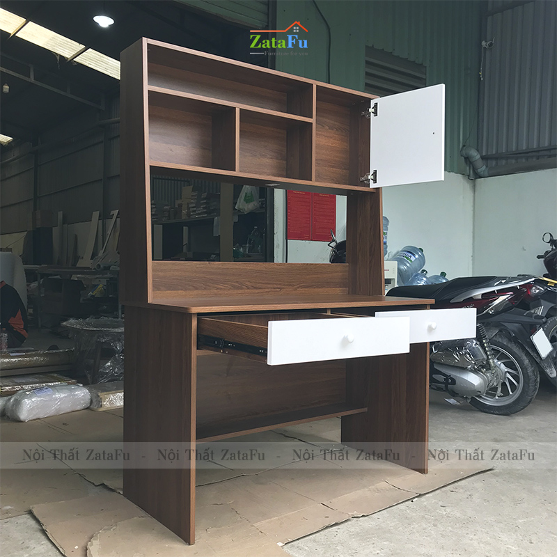 Bàn làm việc vi tính lắp ráp có kệ sách BLV-23