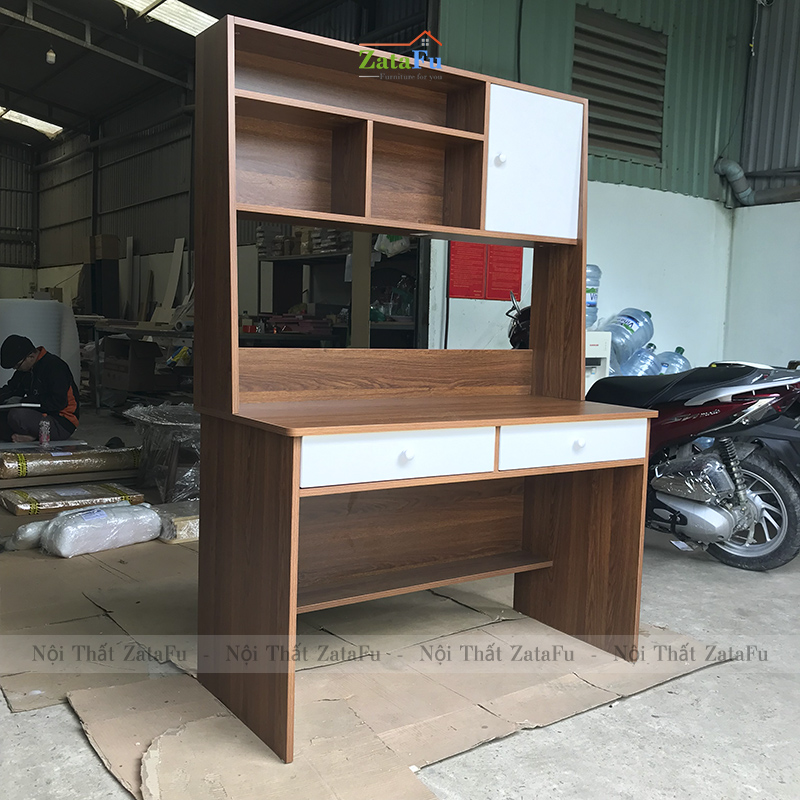 Bàn làm việc vi tính lắp ráp có kệ sách BLV-23