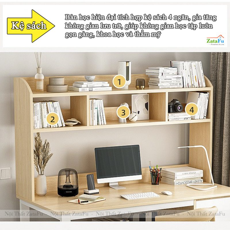 Bàn Học Sinh 3 Ngăn Kéo Kết Hợp Chân Kim Loại Sơn Tĩnh Điện Và Kệ Sách Tiện Dụng BLV-144 ZataFu