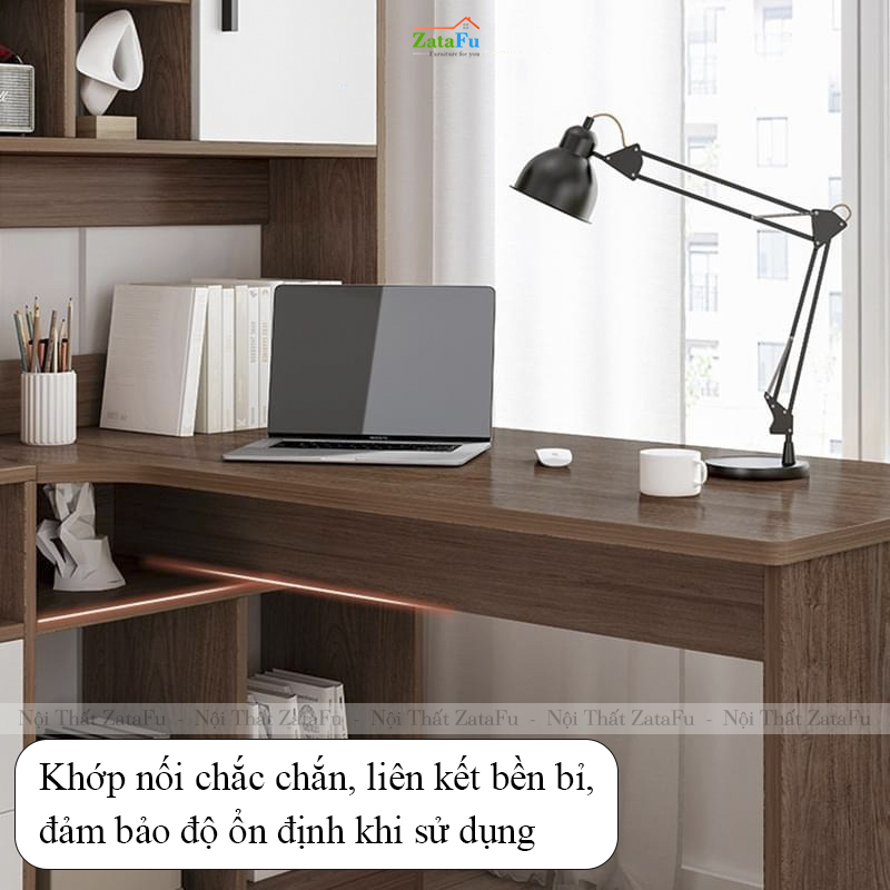 Bàn Làm Việc Chữ L Nhiều Ngăn Kết Hợp Tủ Sách Hiện Đại BLV-146 ZataFu