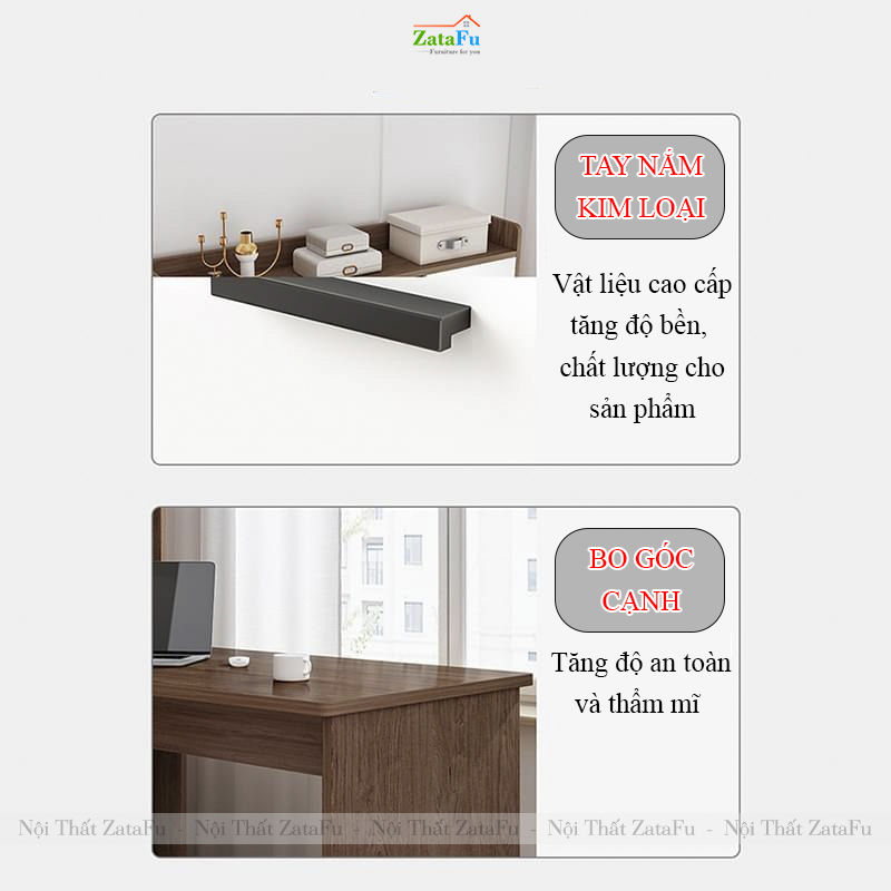 Bàn Làm Việc Chữ L Nhiều Ngăn Kết Hợp Tủ Sách Hiện Đại BLV-146 ZataFu