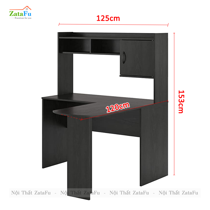 Bàn học bàn làm việc chữ L liền kệ BLV-55