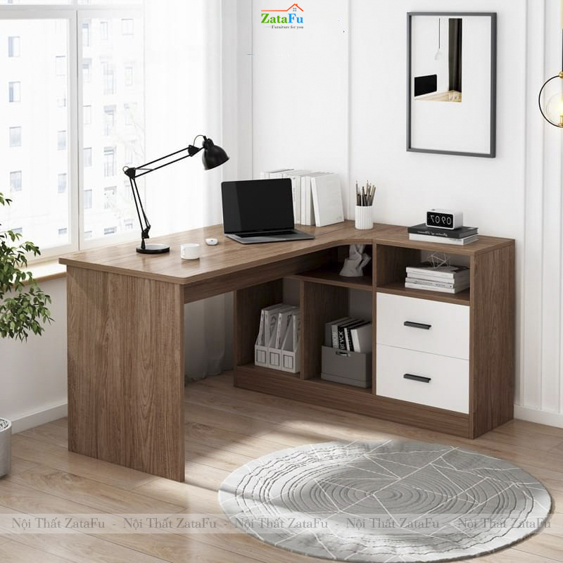 Bàn Làm Việc Chữ L Góc Tường Kết Hợp Hộc Tủ Hiện Đại BLV-149 ZataFu