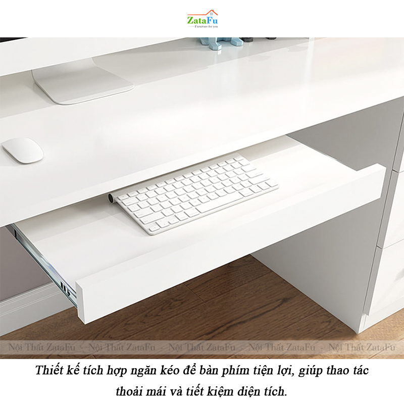 Bàn Làm Việc Gỗ Công Nghiệp MDF Có Ngăn Kéo Bàn Phím Hiện Đại BLV-157 ZataFu