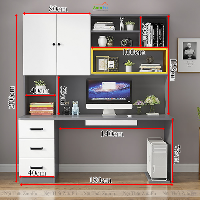 Bàn Làm Việc Gỗ Công Nghiệp MDF Có Ngăn Kéo Bàn Phím Hiện Đại BLV-157 ZataFu