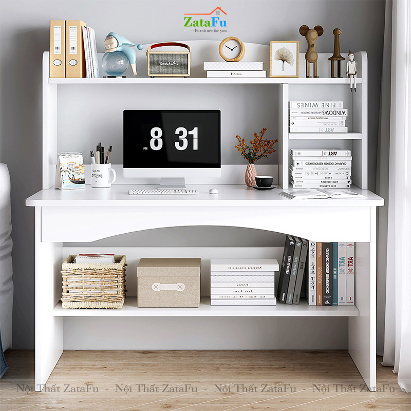 Bàn làm việc gỗ kèm kệ sách BLV-30