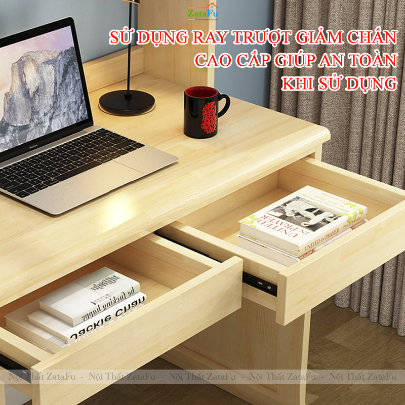 Bàn Học Bàn Làm Việc Liền Kệ Sách Gỗ MDF Hiện Đại BLV-151 ZataFu