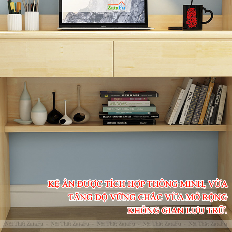 Bàn Học Bàn Làm Việc Liền Kệ Sách Gỗ MDF Hiện Đại BLV-151 ZataFu