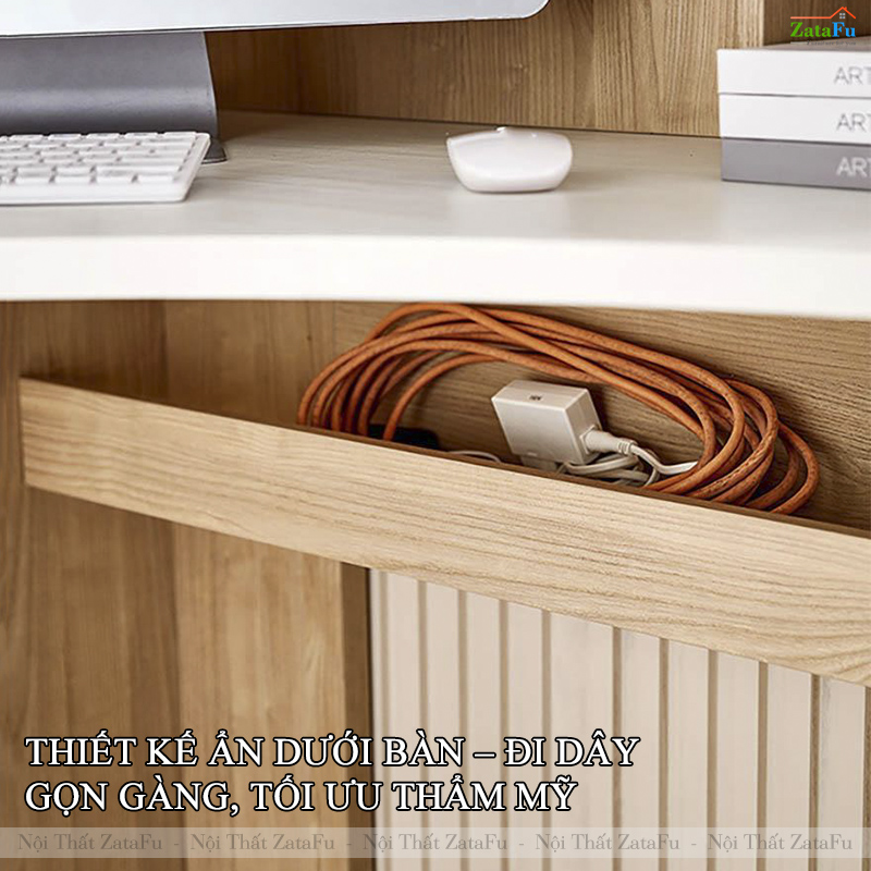 Bàn Làm Việc Bàn Học Góc Tường Nhiều Ngăn Gỗ MDF BLV-150 ZataFu