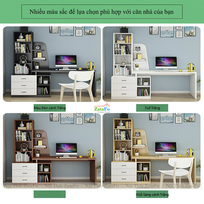 Bàn Làm Việc Thiết Kế Hình Cánh Buồm Kết Hợp Thêm Kệ BLV-126