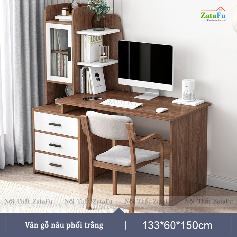 Bàn học bàn làm việc liền kệ sách độc đáo BLV-60