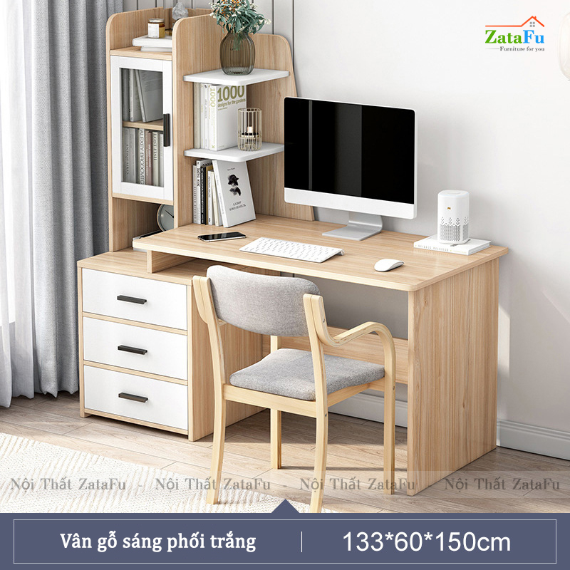 Bàn học bàn làm việc liền kệ sách độc đáo BLV-60