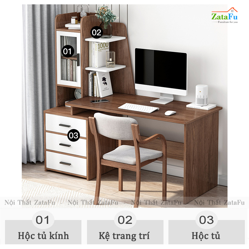 Bàn học bàn làm việc liền kệ sách độc đáo BLV-60