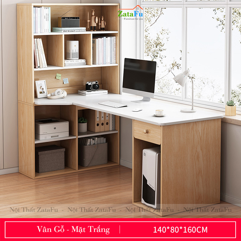 Bàn làm việc kèm kệ sách cao cấp BLV-31