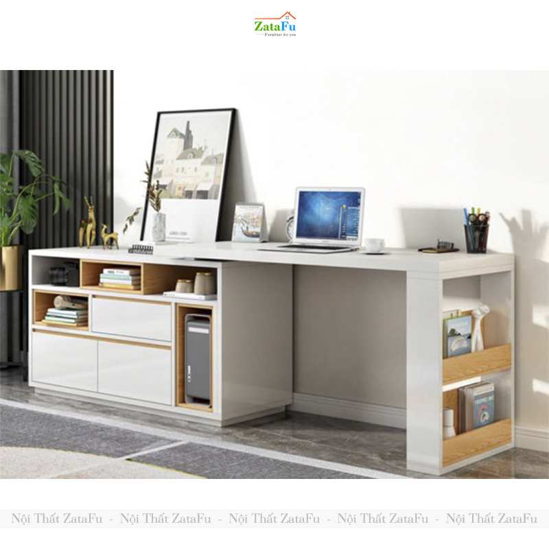 Bàn Làm Việc Chữ L Kèm Tủ Tùy Chỉnh Có Thể Xoay Ngang BLV-158 ZataFu