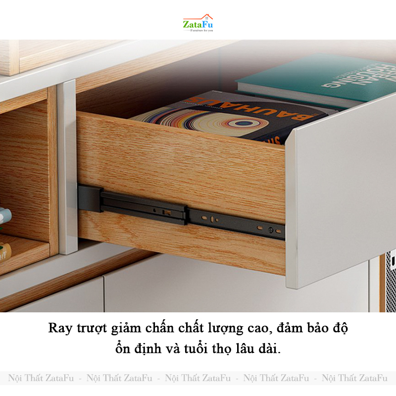 Bàn Làm Việc Chữ L Kèm Tủ Tùy Chỉnh Có Thể Xoay Ngang BLV-158 ZataFu