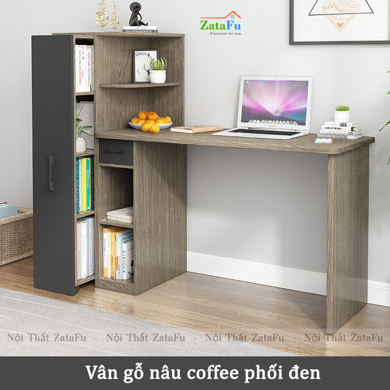 Bàn học bàn làm việc tích hợp kệ sách kéo BLV-61