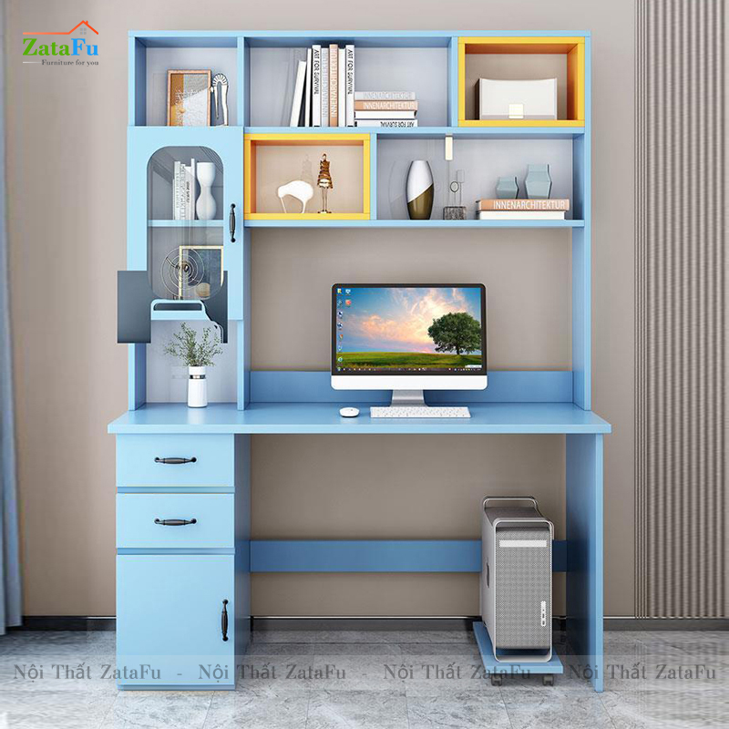 Bàn học bàn làm việc liền kệ nhiều màu BLV-59