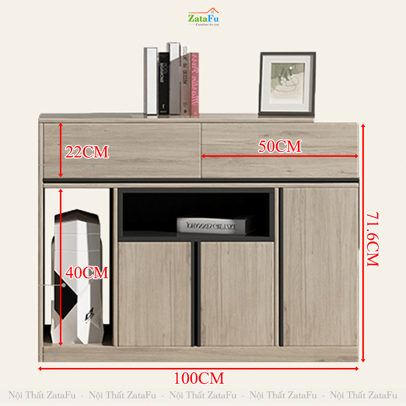 Bàn Làm Việc Gỗ Xếp Gọn Kèm Tủ Hồ Sơ Tùy Chỉnh BLV-159 ZataFu