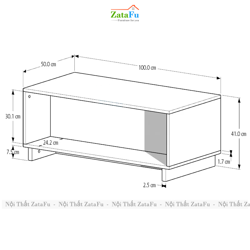 Bàn Trà SoFa Phòng Khách Gỗ Công Nghiệp MDF Phủ Melamine Lõi Xanh Chống Ẩm BSF-39 ZataFu
