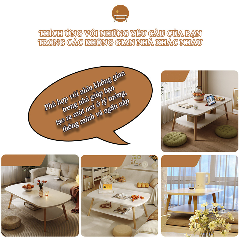 Bàn Trà SoFa Phòng Khách 2 Tầng Thiết Kế Hiện Đại Phong Cách Bắc Âu Gỗ MDF BSF-34 ZataFu