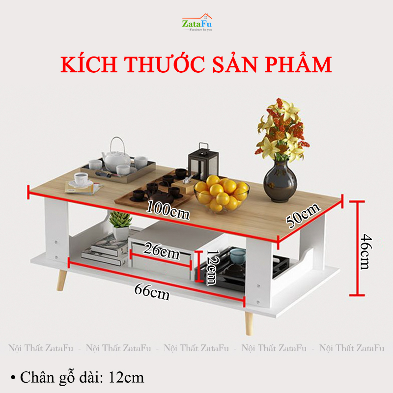 Bàn Trà Sofa Phòng Khách Thiết Kế Đơn Giản Gỗ MDF BSF-37 ZataFu