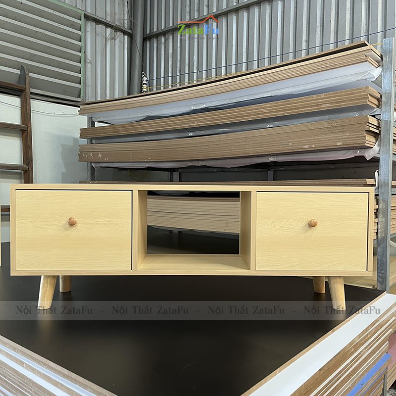 Bàn sofa chân gỗ với 4 hộc tủ kéo thiết kế đơn giản BSF-09