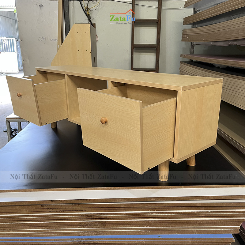 Bàn sofa chân gỗ với 4 hộc tủ kéo thiết kế đơn giản BSF-09