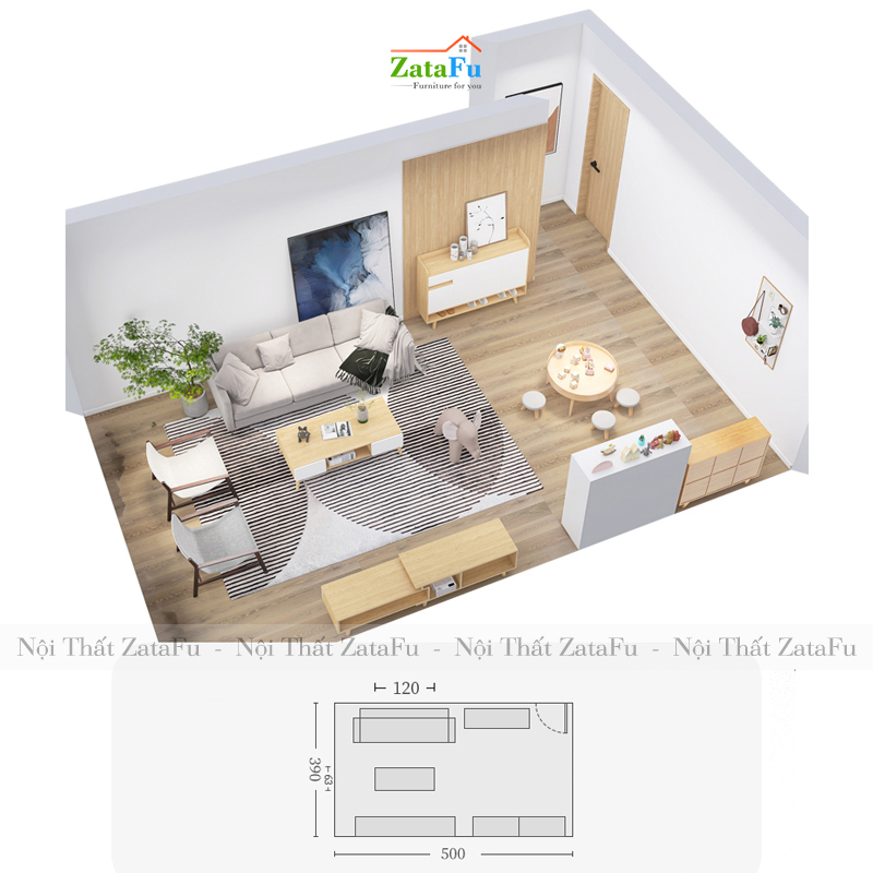 Bàn sofa chân gỗ với 4 hộc tủ kéo thiết kế đơn giản BSF-09