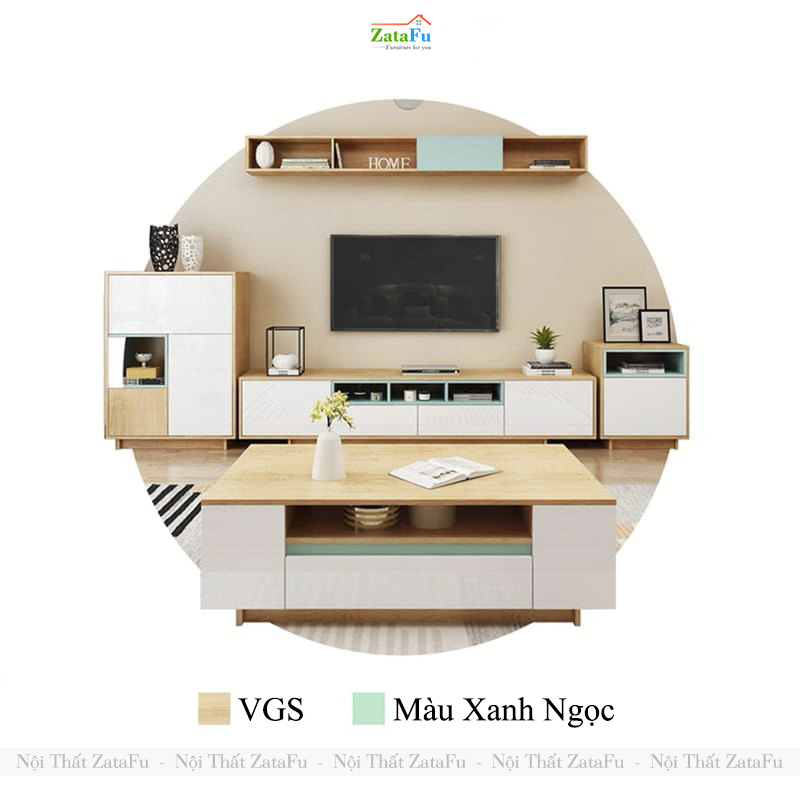 Bàn Trà Sofa Phòng Khách Hiện Đại Gỗ MDF Xanh Chống Ẩm BSF-38 ZataFu