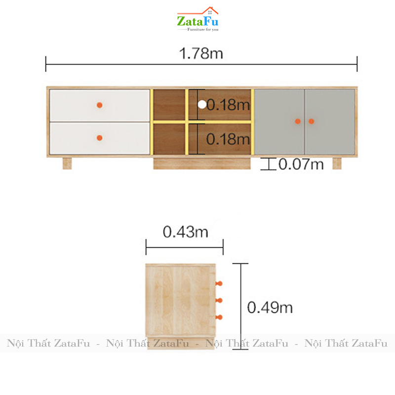 Kệ tivi phòng khách phong cách năng động KTV-09