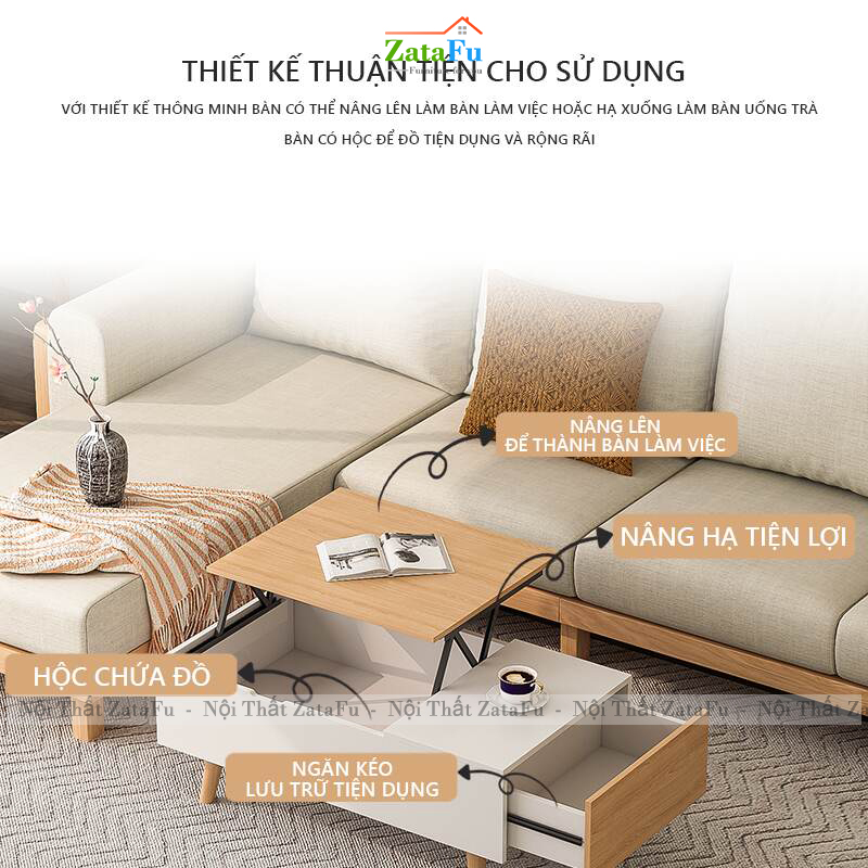 Bàn Trà Sofa Phòng Khách Gấp Gọn Đa Năng BSF-34 ZataFu