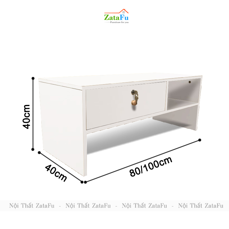 Bàn học, bàn làm việc ngồi bệt 1 ngăn kéo có khóa BLV-43