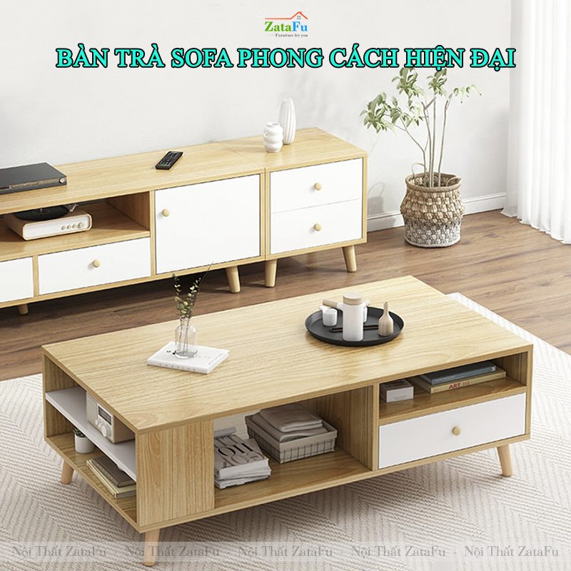 Bàn Trà Sofa Phòng Khách Chân Gỗ Thiết Kế Hiện Đại BSF-35 ZataFu