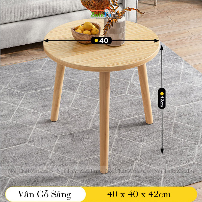 Bàn trà tròn chân gỗ BSF-05