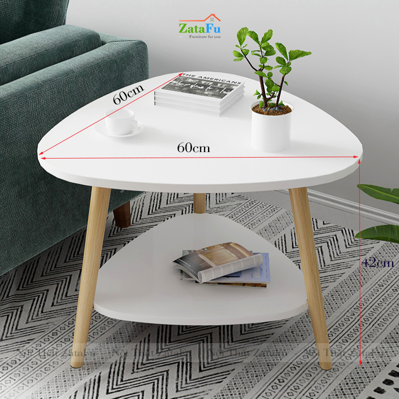 Bàn trà sofa hình tam giác chân gỗ BSF-20