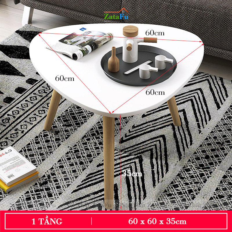 Bàn trà sofa hình tam giác chân gỗ BSF-20