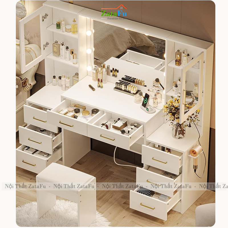 Bàn Trang Điểm Nhiều Ngăn Chứa Đồ Tiện Dụng Kết Hợp Hiện Đại Và Cổ Điển BTD-31 ZataFu