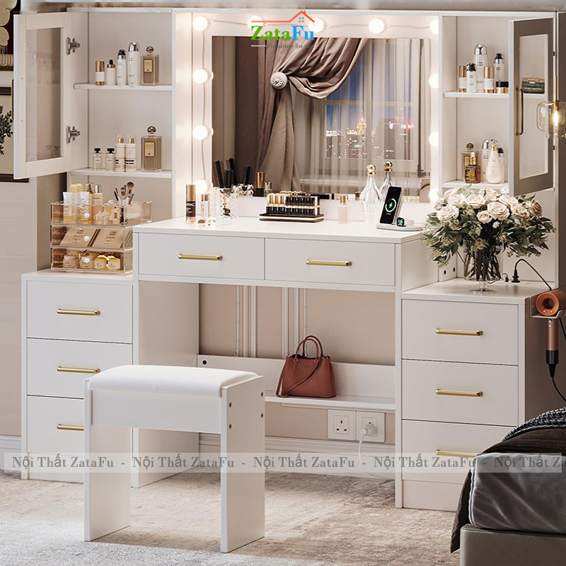 Bàn Trang Điểm Nhiều Ngăn Chứa Đồ Tiện Dụng Kết Hợp Hiện Đại Và Cổ Điển BTD-31 ZataFu