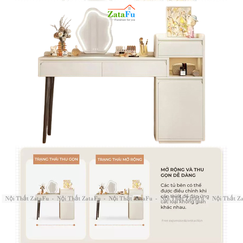 Bàn Trang Điểm Chân Gỗ Tự Nhiên Có Thể Tùy Chỉnh Kích Thước BTD-36 ZataFu