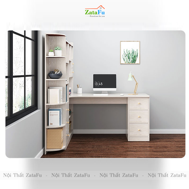 Bàn làm việc, bàn vi tính đi liền kệ sách BLV-52