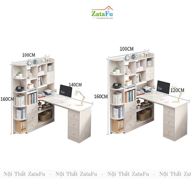 Bàn làm việc, bàn vi tính đi liền kệ sách BLV-52