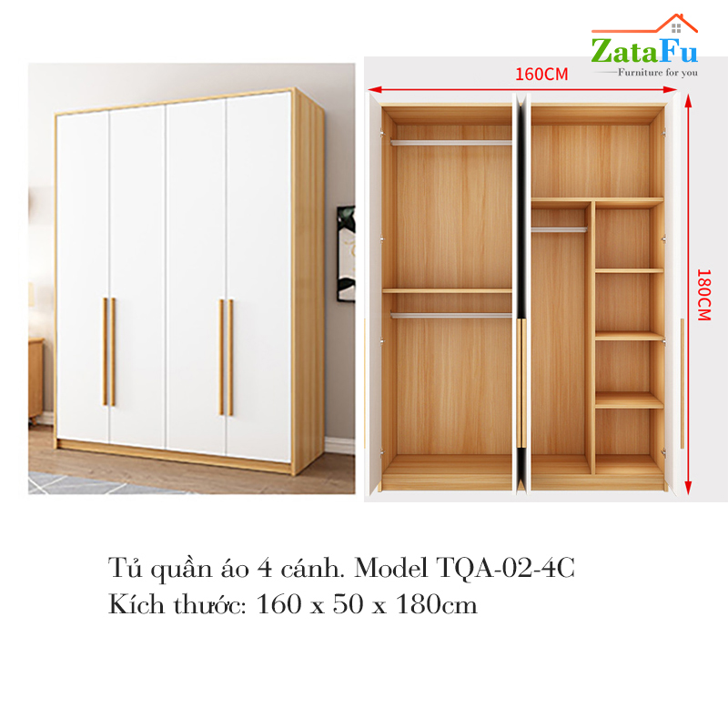 Tủ quần áo 1m8 thiết kế đơn giản TQA-02